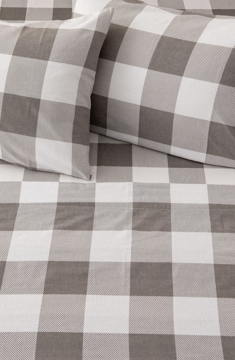 Woven & Weft Turkish Cotton Flannel Plaid Sheet Set, Alternate, color, Buffalo Check - Grey
