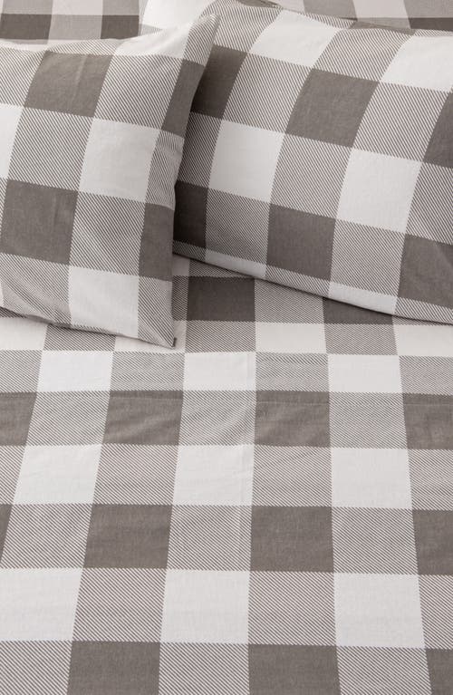 Woven & Weft Turkish Cotton Flannel Plaid Sheet Set In Gray