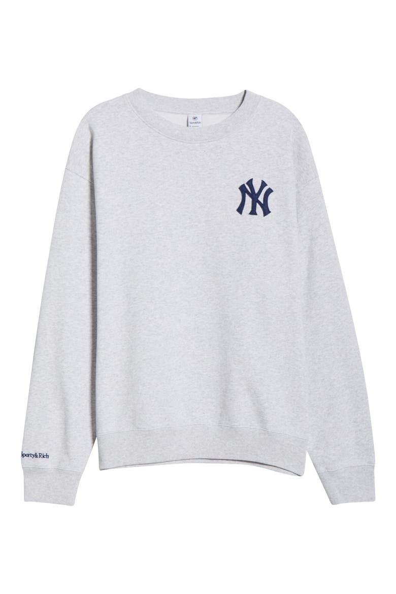 Gender Inclusive Heritage Yankees Serif Fleece Sweatshirt, Main, color, HEATHER GRAY