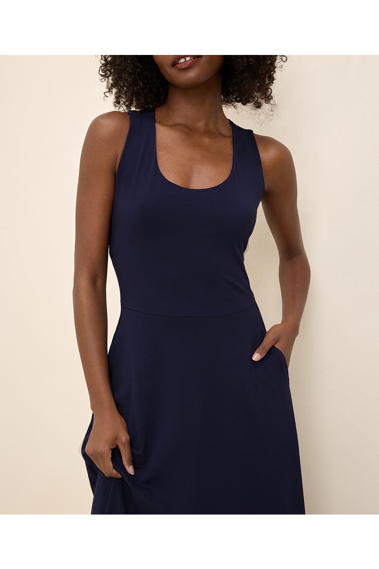 Organic Cotton Fit & Flare Open Back Maxi Dress, Alternate, color, Eclipse