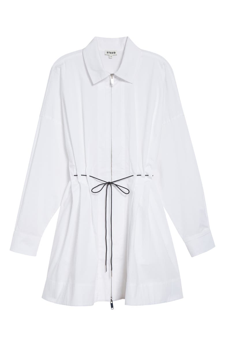 STAUD Chi Long Sleeve Mini Shirtdress, Alternate, color, White