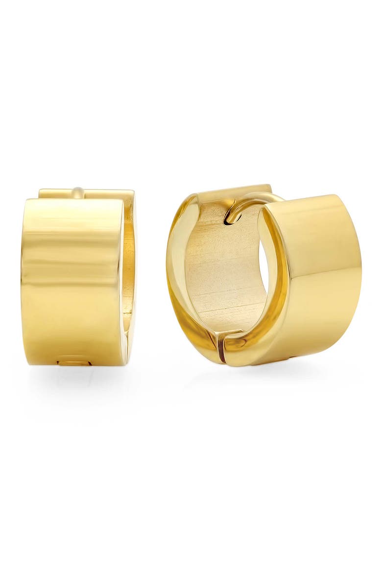 18k Gold Plated Wide Huggie Hoop Earrings, Main, color, GOLD