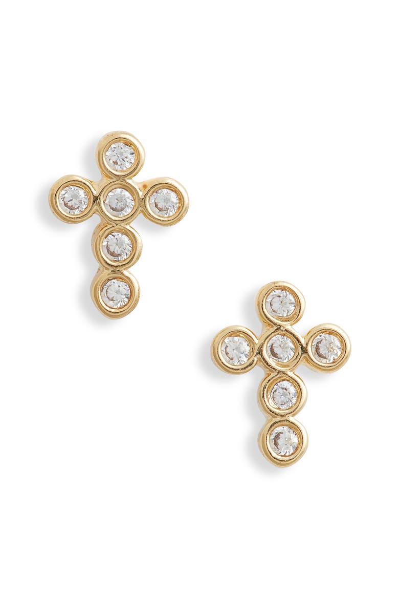 Holy Cross Stud Earrings, Main, color, GOLD