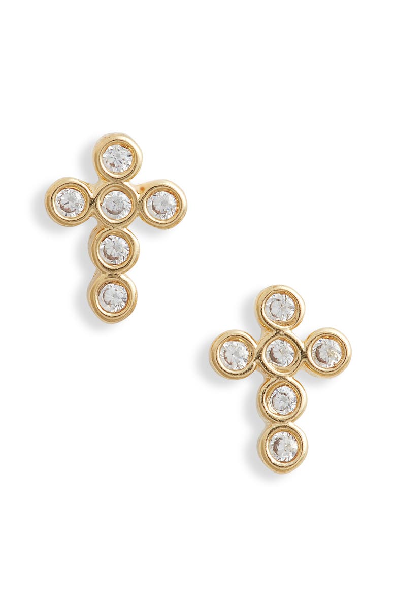 Child of Wild Holy Cross Stud Earrings, Main, color, Gold