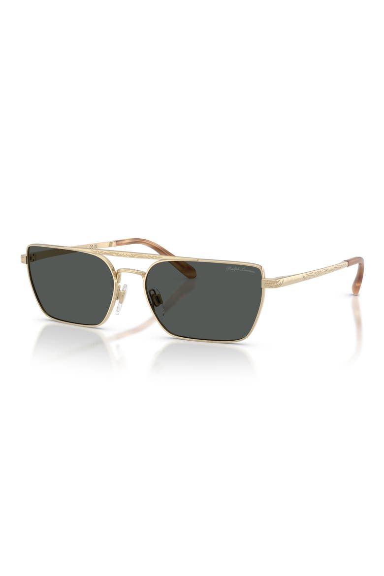 58mm Rectangle Sunglasses, Alternate, color, SHINY PALE GOLD / GREY