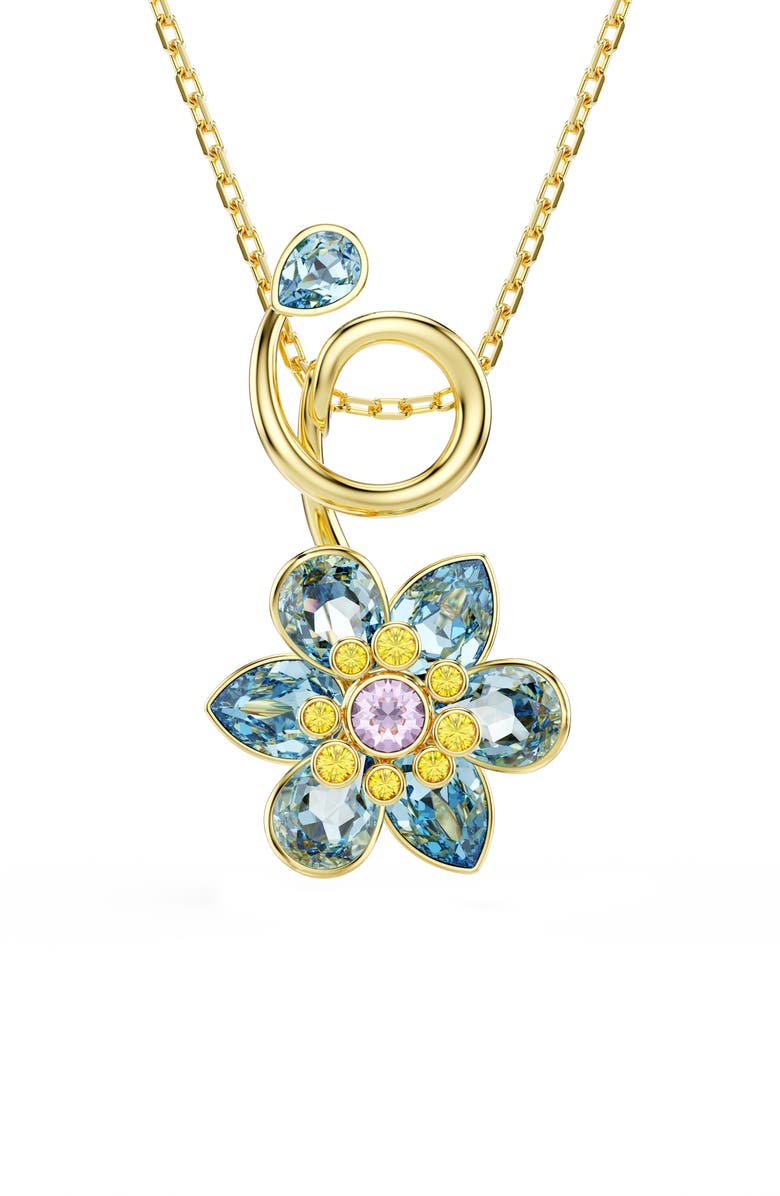 Swarovski Idyllia Floral Pendant Necklace, Main, color, Blue
