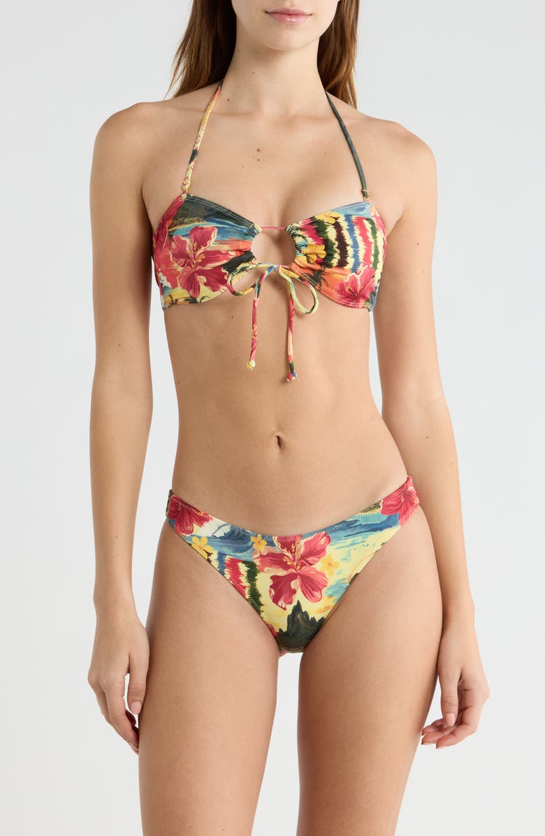 PacSun Jalen Tropical Pirnt Bandeau Bikini Top, Alternate, color, Yellow Multi