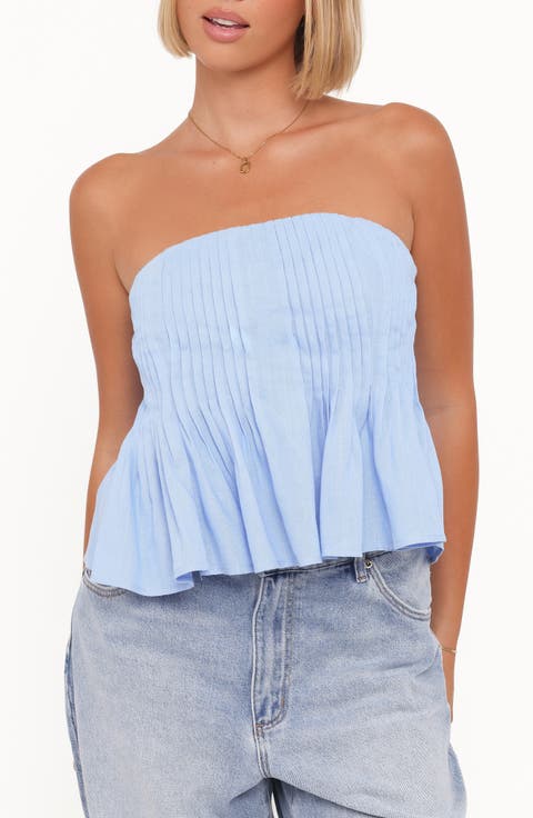 Cagnes Pintuck Pleat Strapless Top