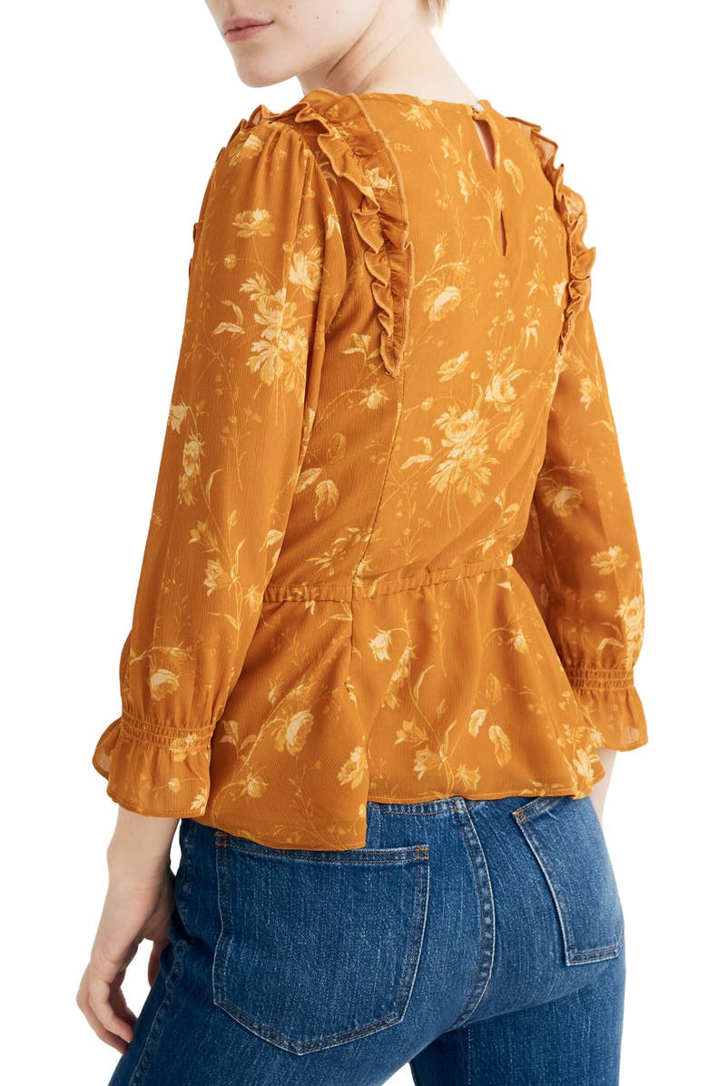 Madewell Ruffle Shoulder Peplum Top, Alternate, color,