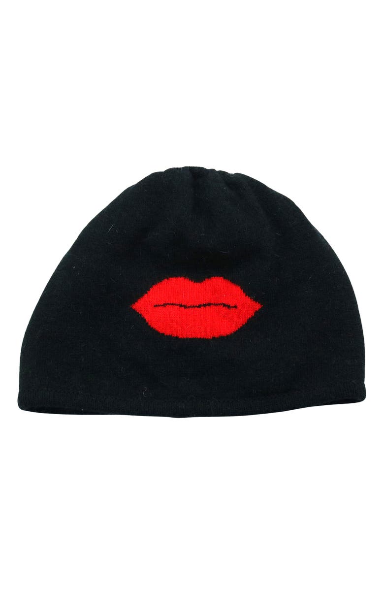 Portolano Kiss Reversible Wool Blend Beanie, Main, color, Black/ Cherry Red