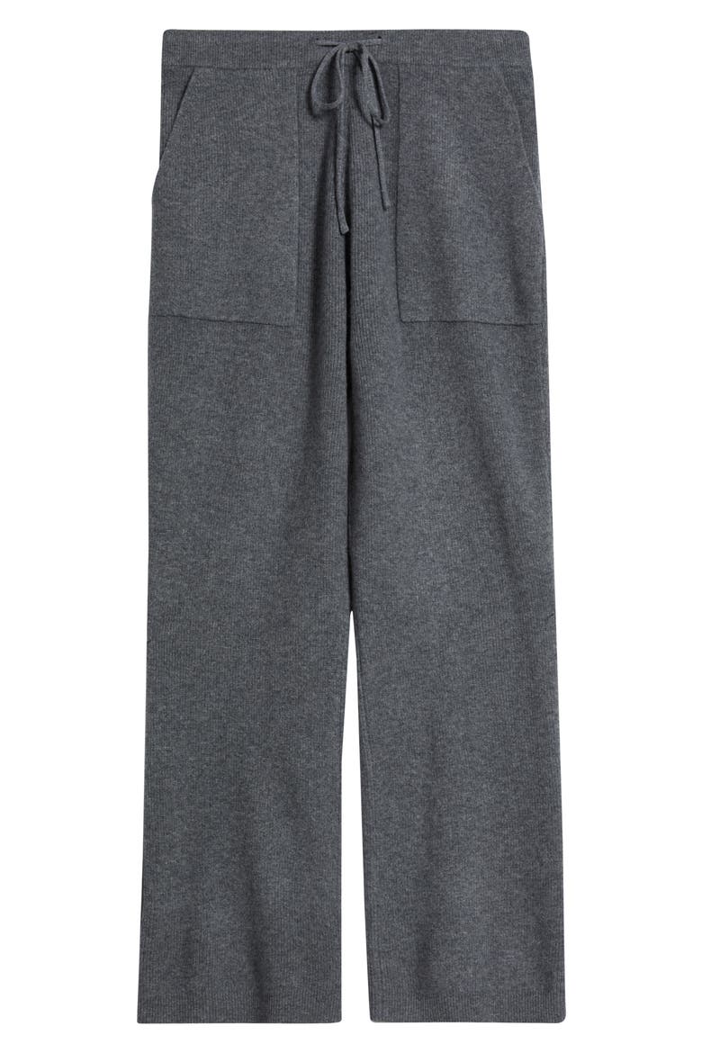 Wide Leg Knit Wool Drawstring Pants, Alternate, color, GUNMETAL