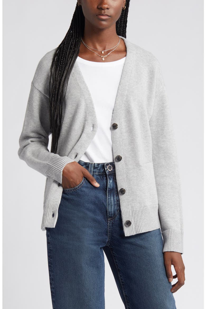 Cotton Blend Cardigan, Alternate, color, GREY HEATHER