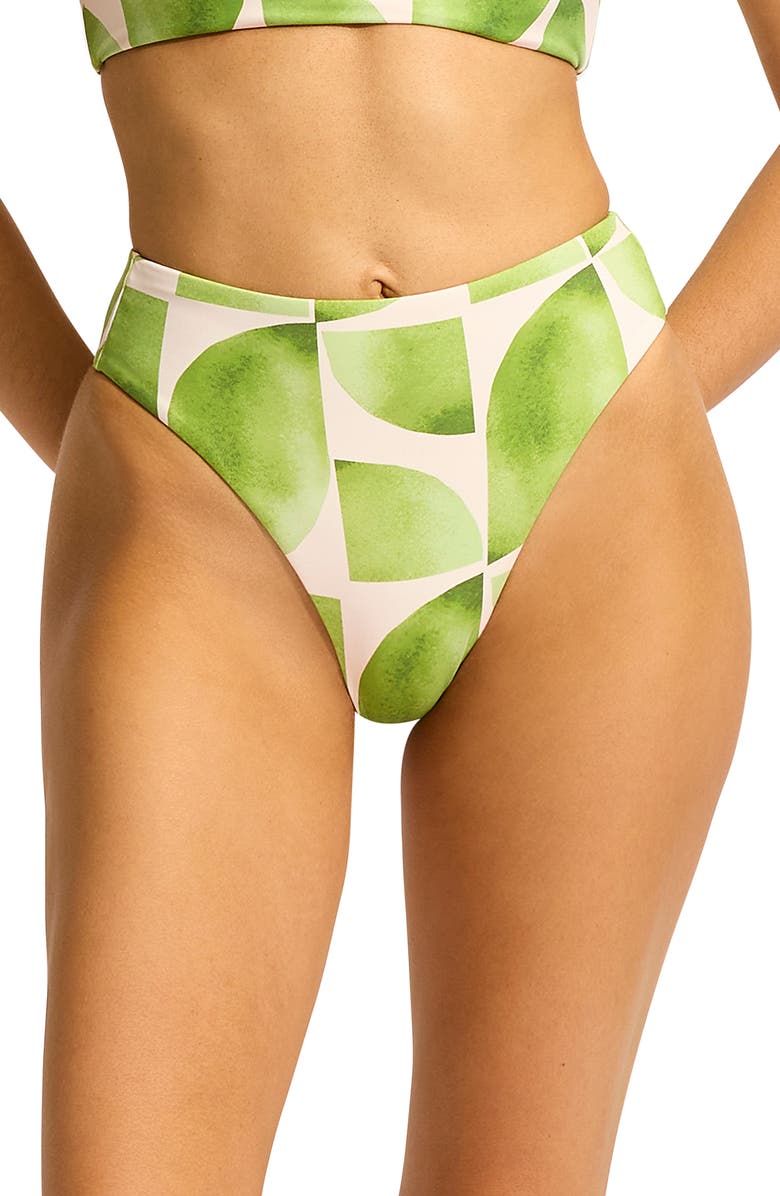 Seafolly High Waist Bikini Bottoms, Main, color, Sage