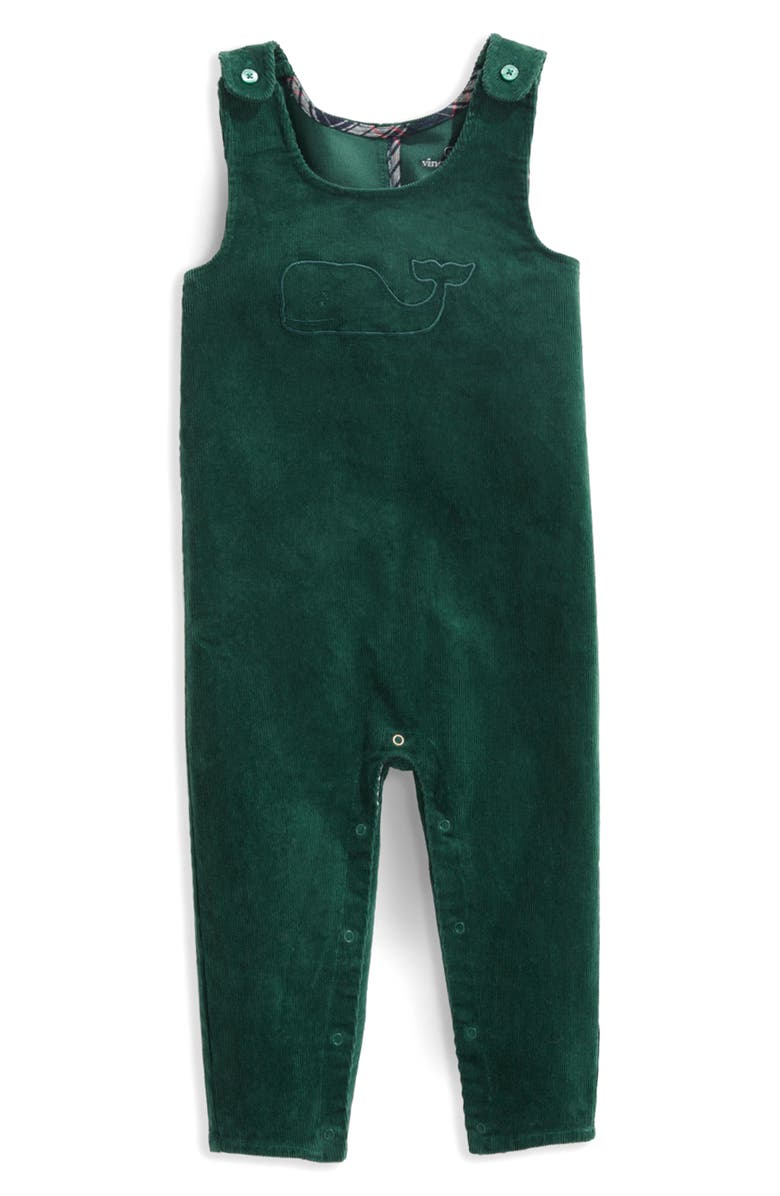 vineyard vines Whale Embroidered Stretch Cotton Corduroy Overalls, Main, color,