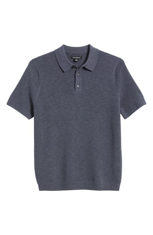 Treasure & Bond Textured Linen & Cotton Polo Sweater In Navy India Ink