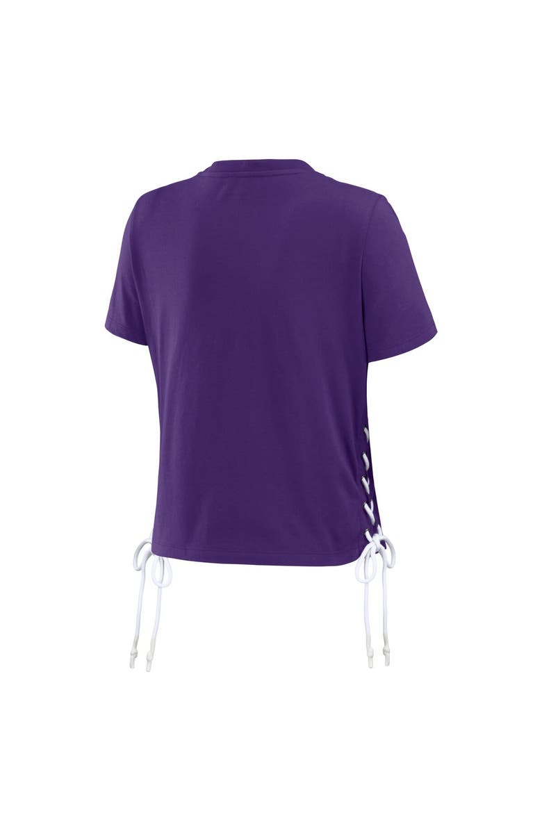 WEAR by Erin Andrews Women's WEAR by Erin Andrews Purple Minnesota Vikings Lace Up Side Modest Cropped T-Shirt, Alternate, color, Purple