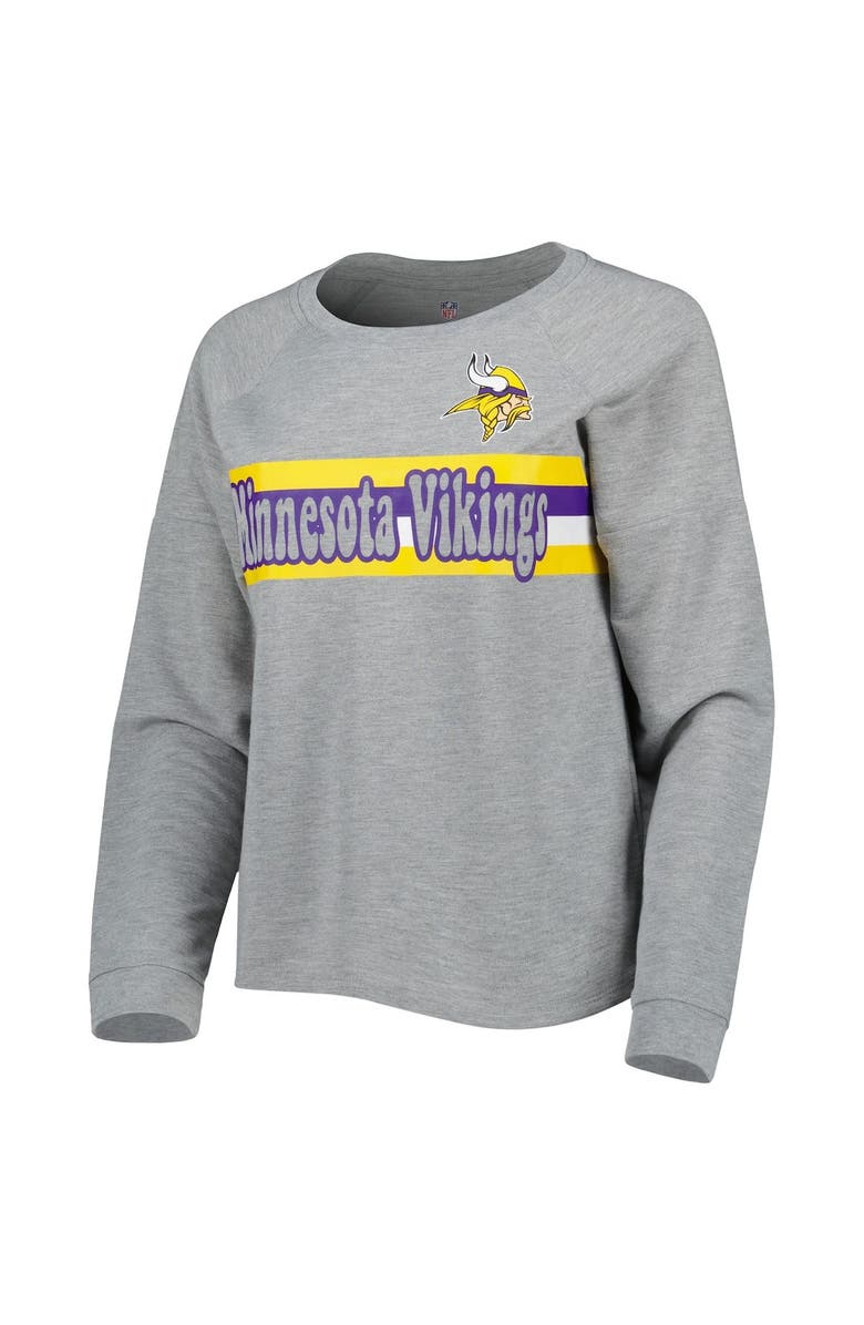 Outerstuff Juniors Heathered Gray Minnesota Vikings All Striped Up Raglan Long Sleeve T-Shirt, Alternate, color, Heather Gray