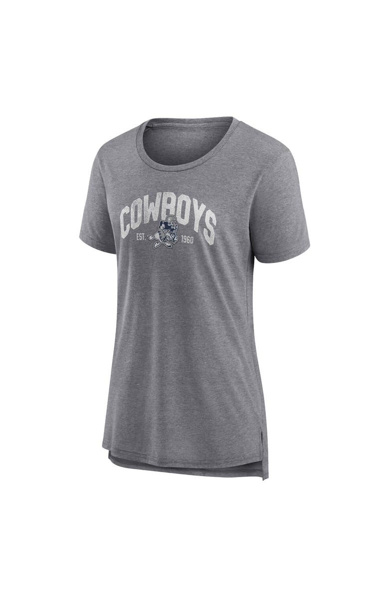 FANATICS Women's Fanatics Branded Heathered Gray Dallas Cowboys Drop Back Modern T-Shirt, Alternate, color, Heather Gray