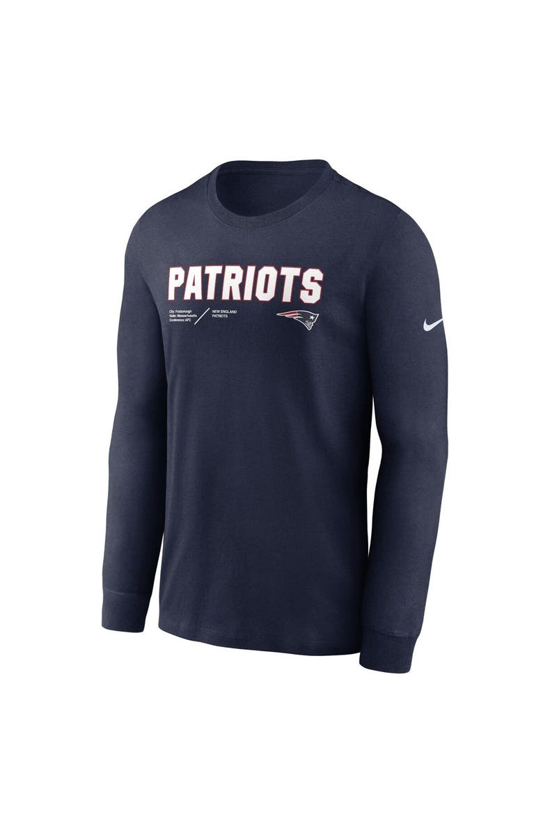 Nike Men's Nike Navy New England Patriots Sideline Infograph Lock Up Performance Long Sleeve T-Shirt, Alternate, color, Navy