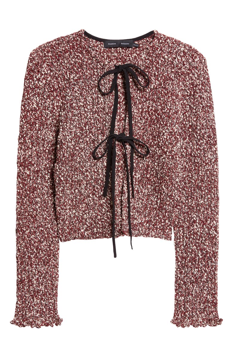 Proenza Schouler Colette Cotton & Linen Popcorn Slub Cardigan, Main, color, Wine Multi