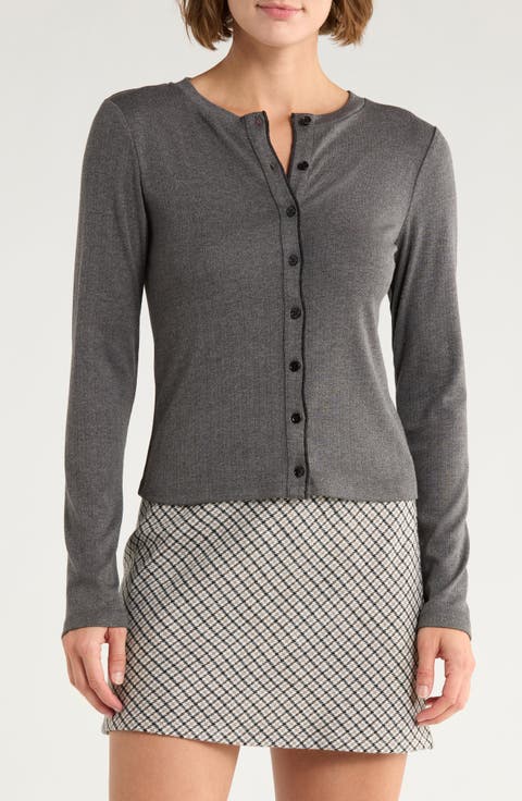 Pointelle Stitch Button-Up Top