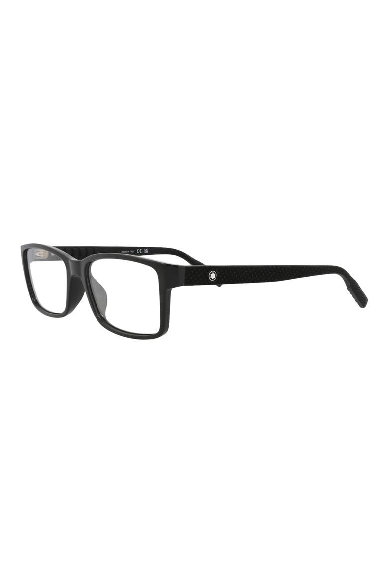 56mm Rectangular Optical Glasses, Alternate, color, BLACK BLACK TRANSPARENT