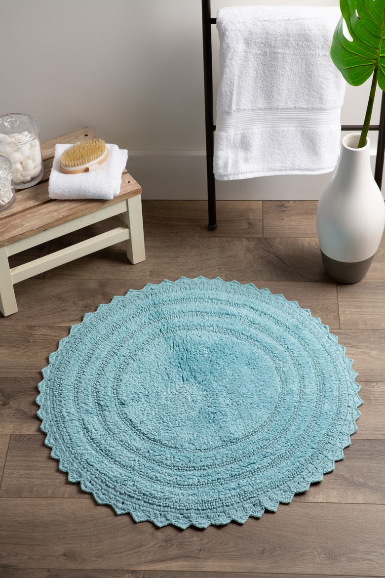 Round Crochet Bath Mat 27.5" Diameter, Alternate, color, Cameo Blue