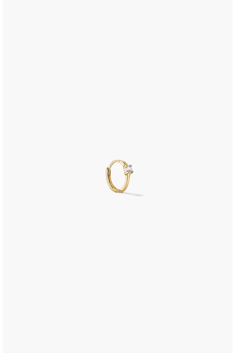 Single Colored Mini Hoop Earring, Alternate, color, 10k Gold / Lab White Sapphire