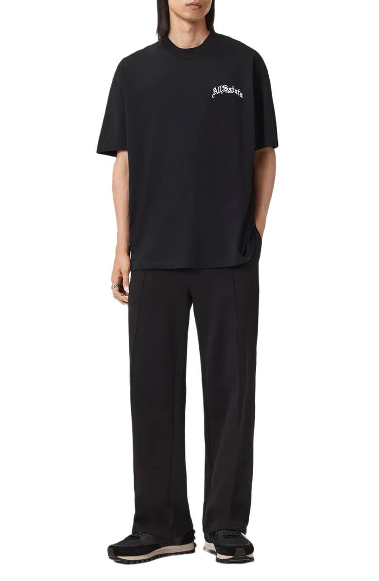 AllSaints Descent Overize Embroidered Cotton T-Shirt, Alternate, color, Washed Black