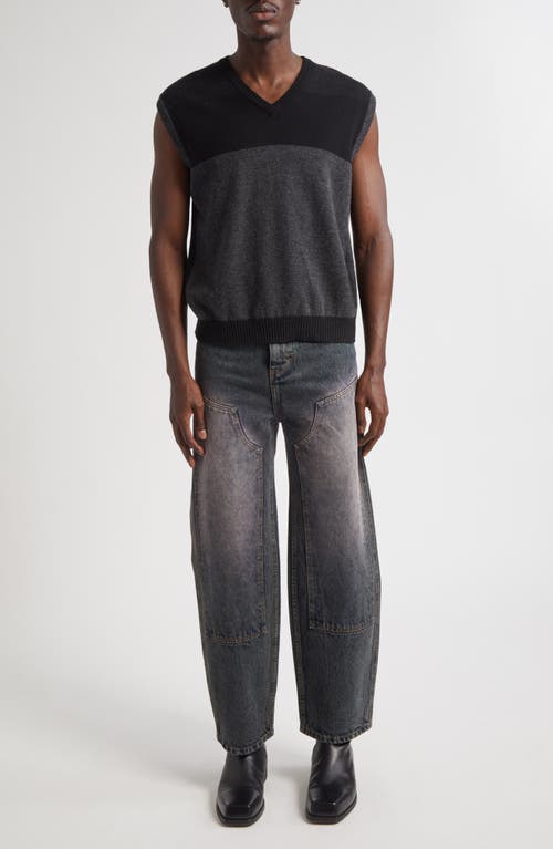 Eckhaus Latta Racer Colorblock Wool V-neck Sweater Vest In Gray