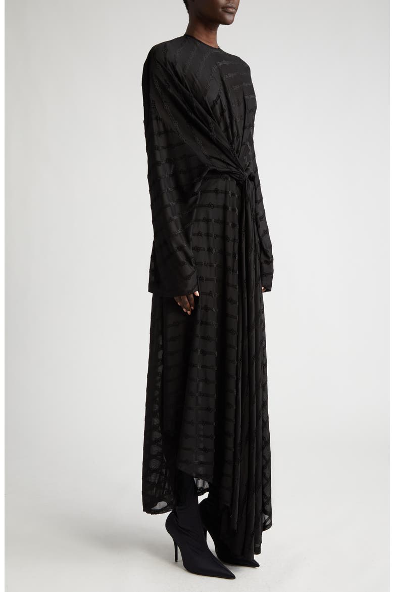 BB Tie Front Long Sleeve Dress, Alternate, color, BLACK