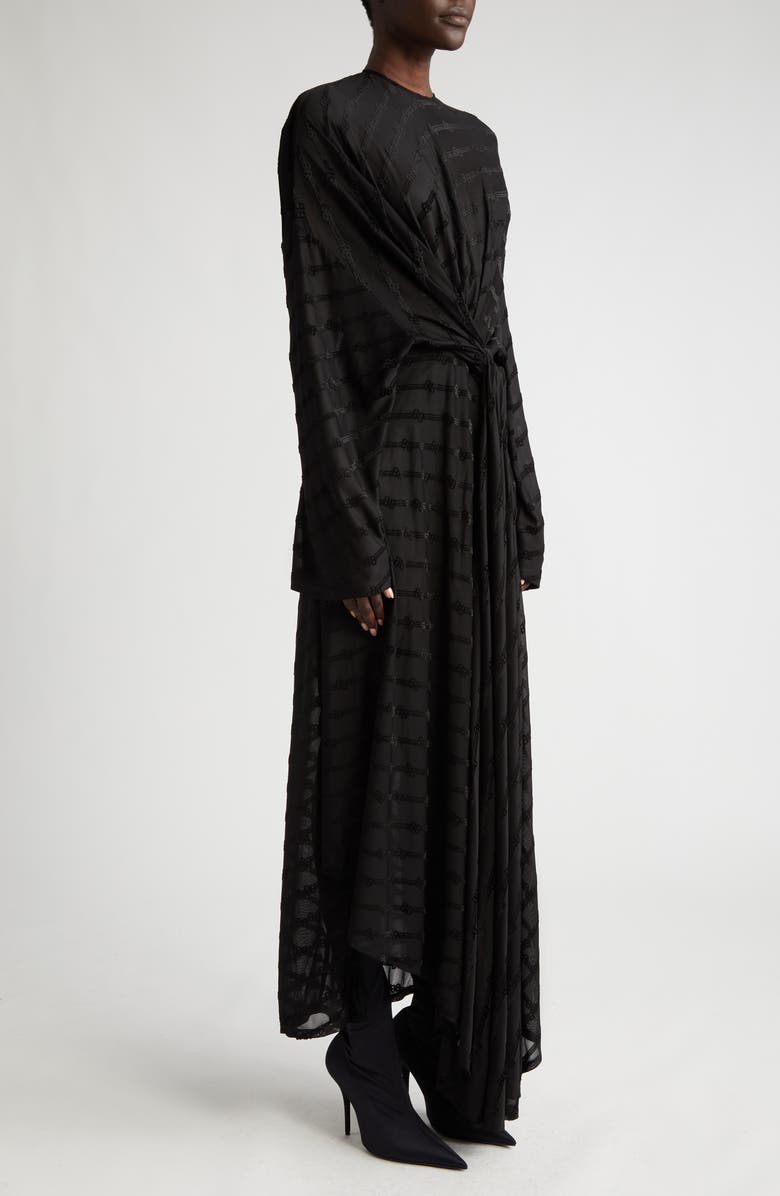 Balenciaga BB Tie Front Long Sleeve Dress, Alternate, color,