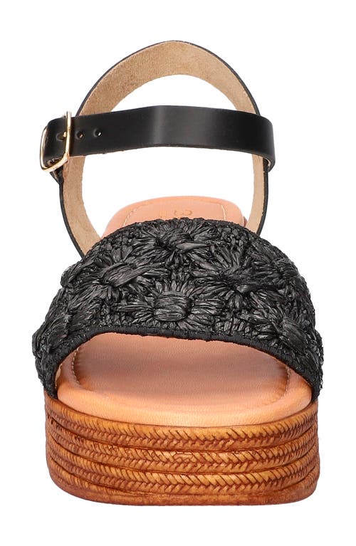 Shop Bella Vita Kea Espadrille Wedge Sandal In Black Floral Raffia-leather