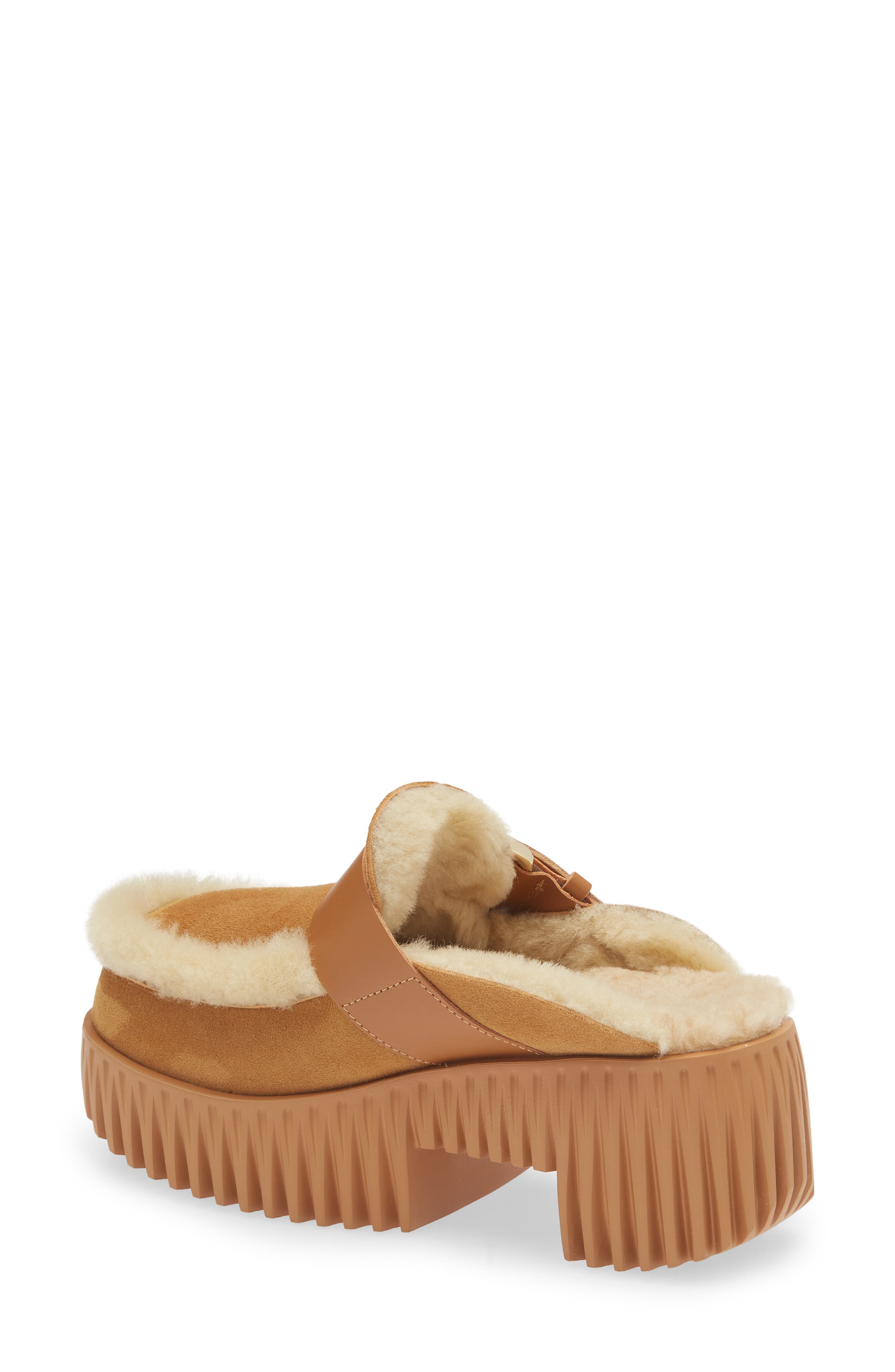 4CCCCEES Plia Amber Genuine Shearling Platform Clog, Alternate, color, Camel