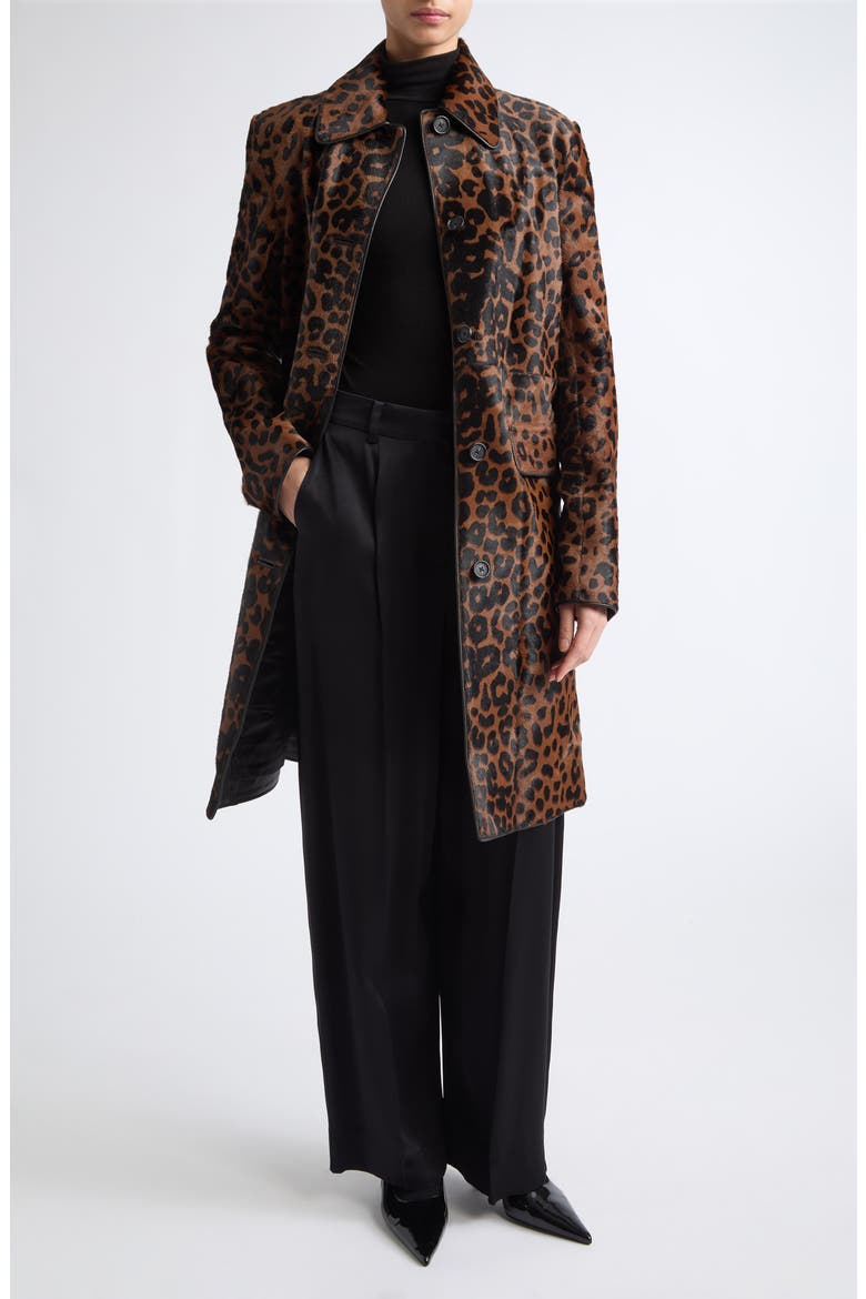 Leopard Print Genuine Calf Hair Coat, Main, color, LEOPARD