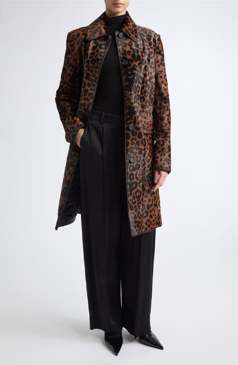 Leopard Print Genuine Calf Hair Coat