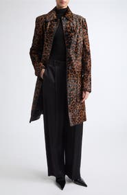 TOTEME Leopard Print Genuine Calf Hair Coat