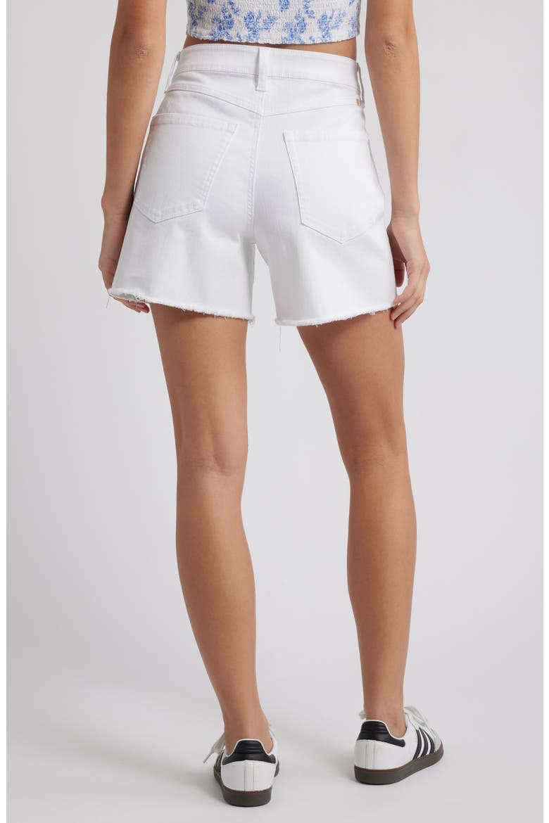 Frayed High Waist A-Line Denim Shorts, Alternate, color, WHITE