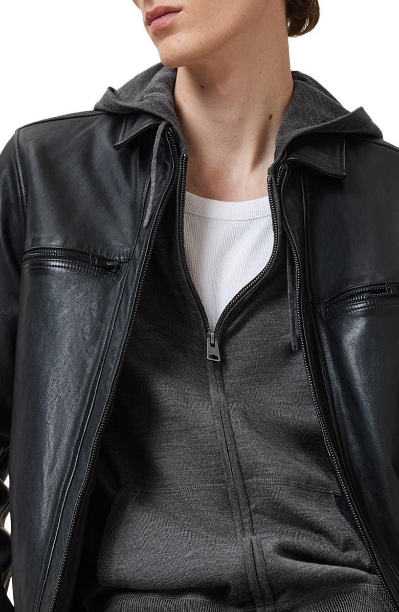 AllSaints Mode Merino Wool Hoodie, Alternate, color, Monument Grey