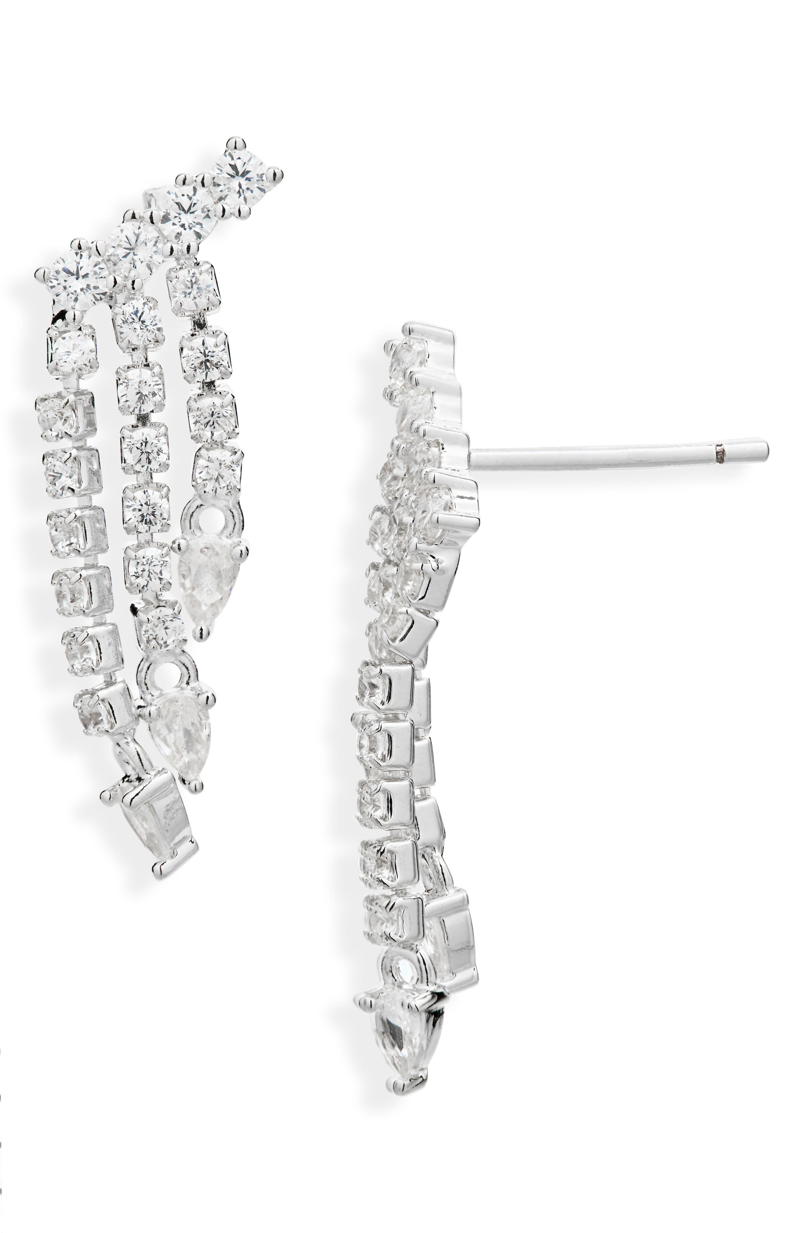 NORDSTROM RACK Cubic Zirconia Dangle Crawler Earrings