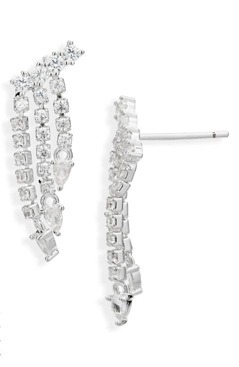 Cubic Zirconia Dangle Crawler Earrings