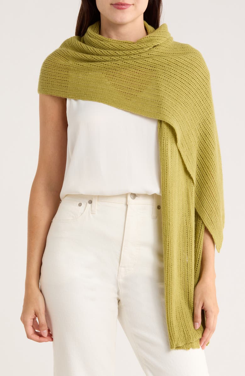 Portolano Open Knit Wrap Scarf, Main, color, Green Pea