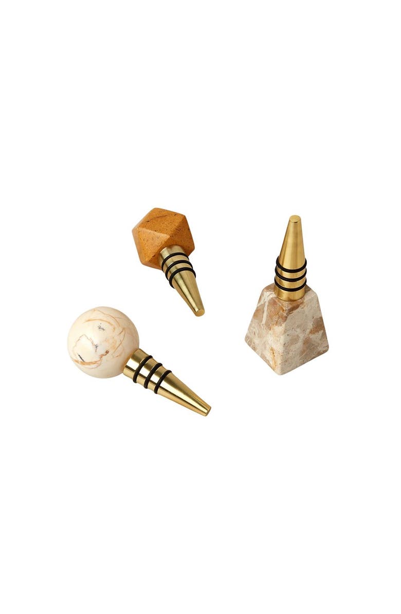 Be Home Assorted Marble Bottle Stoppers - Set of 3, Main, color, Natural