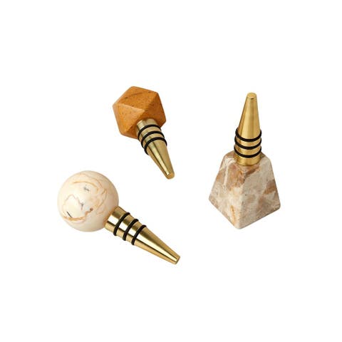 Assorted Marble Bottle Stoppers - Set of 3