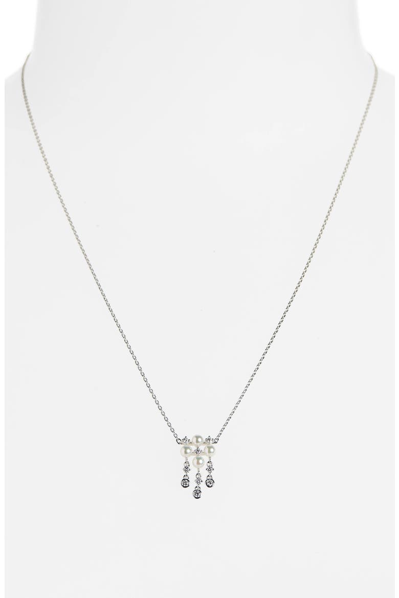 Akoya Cultured Pearl & Diamond Pendant Necklace, Alternate, color, WHITE GOLD