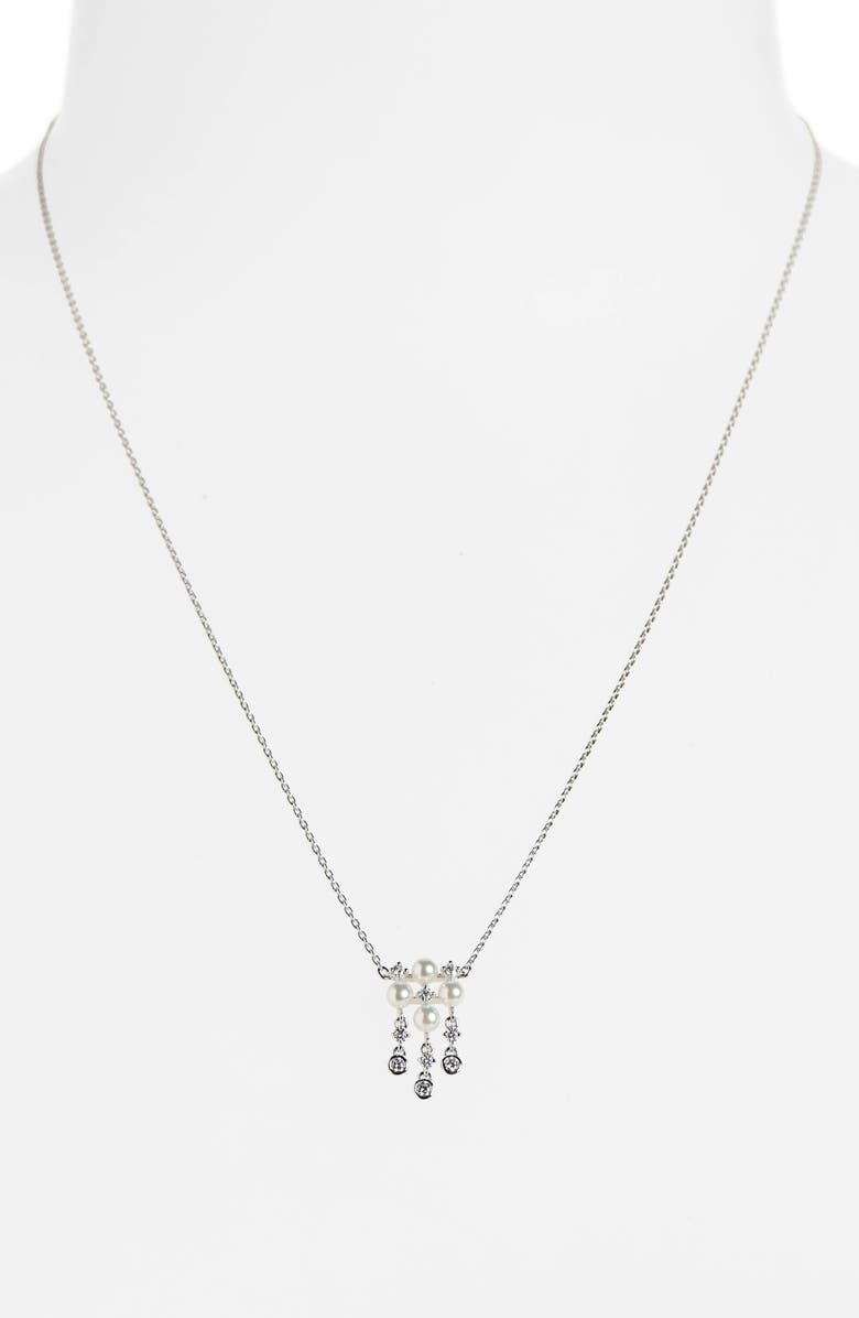 Mikimoto Akoya Cultured Pearl & Diamond Pendant Necklace, Alternate, color, 