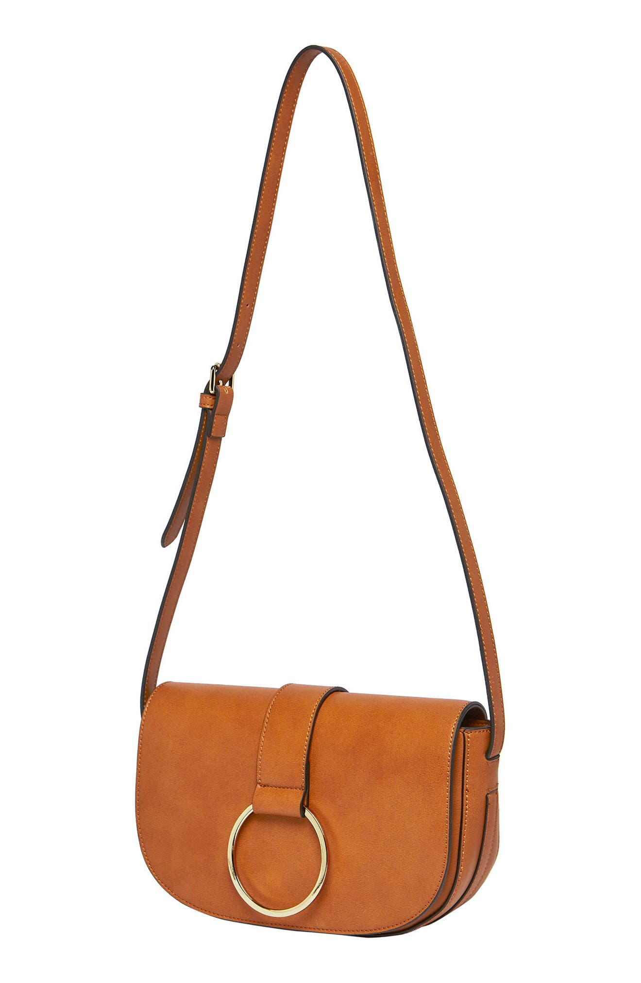 Lola Vegan Leather Crossbody Saddle Bag, Alternate, color, TAN