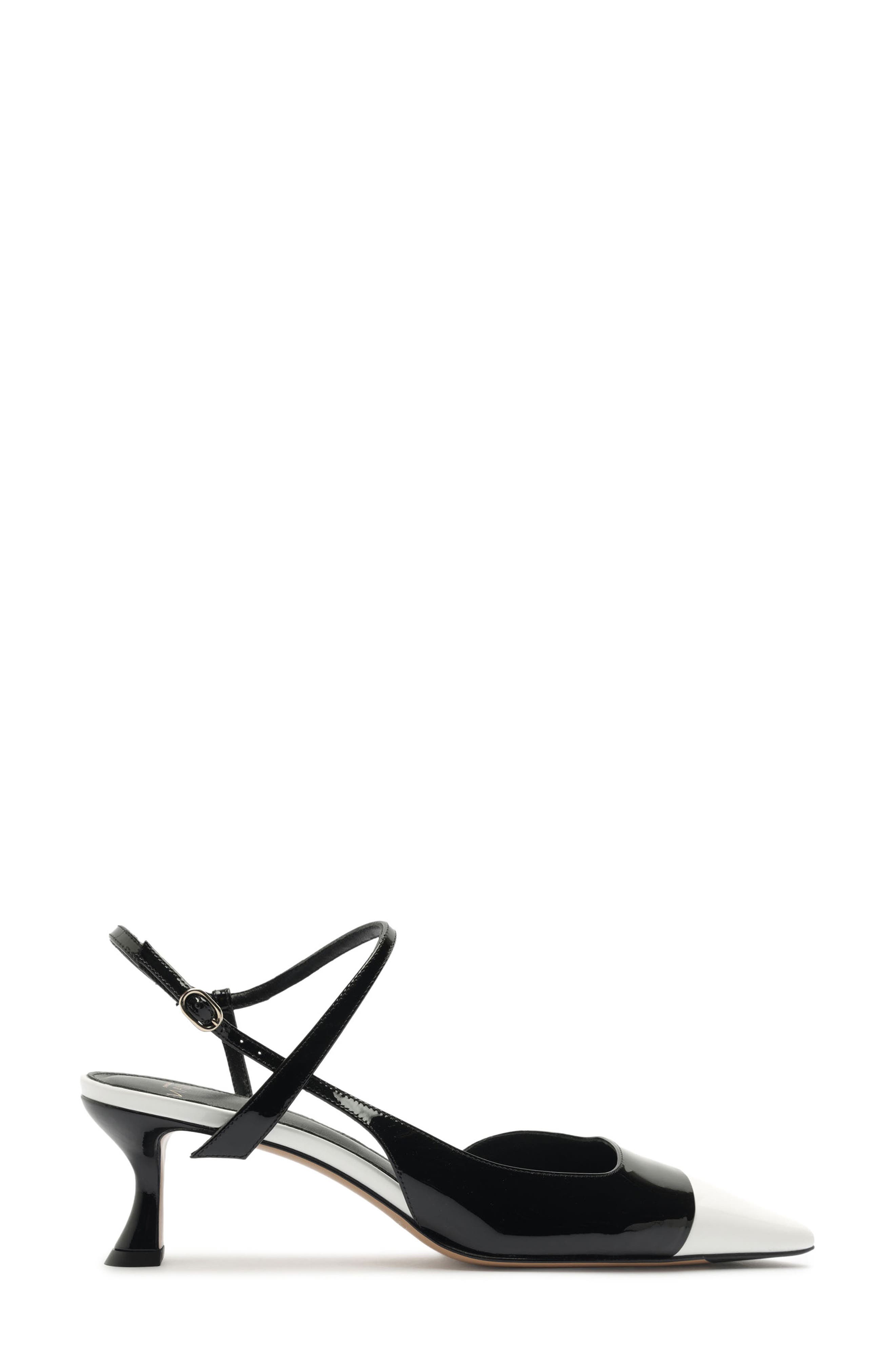Tita Wrap Leather Cap Toe Slingback Pump, Alternate, color, BLACK/ WHITE