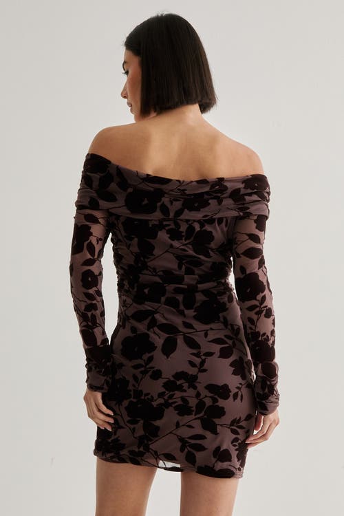 Nasty Gal Floral Devore Ruched Mini Dress In Brown