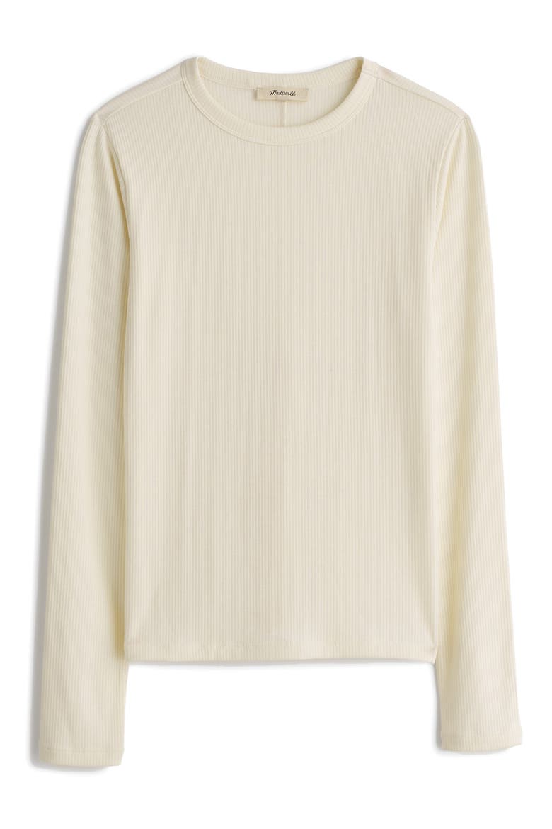 Drapey Long Sleeve Rib T-Shirt, Alternate, color, WINTER WHITE